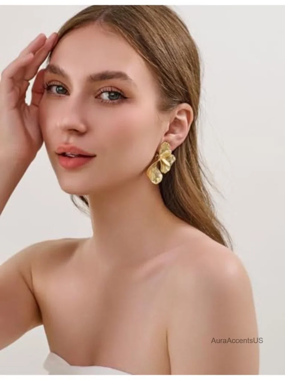 Vintage Flower Statement Clip On Earrings - Non Pierced Jewelry for Women